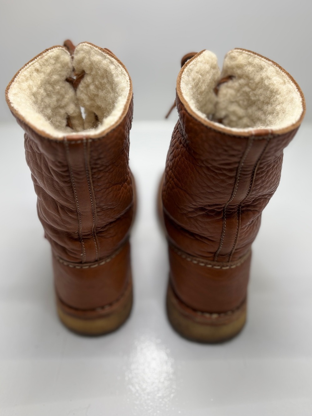 Duckfeet Aarhus Wool Lined Boots EU 38 US 7.5 8 Cognac Brown Danish Leather Crep - Picture 9 of 12